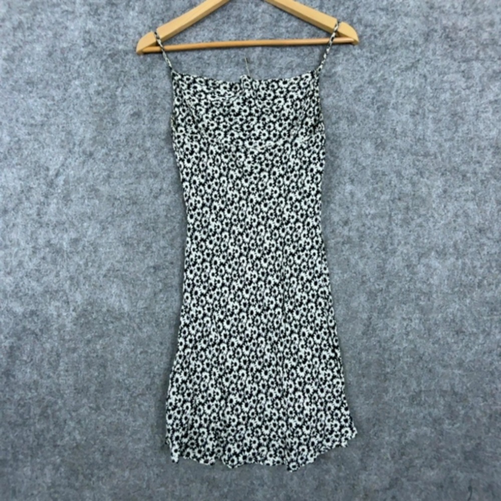 Audrey 3+1 Mini Slip Dress Womens Small Black White Floral Spaghetti Strap